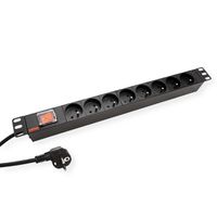 ROLINE 19" stekkerdoos 8-voudig, met aan/uit schakelaar, UTE Version, zwart, 1,8 m