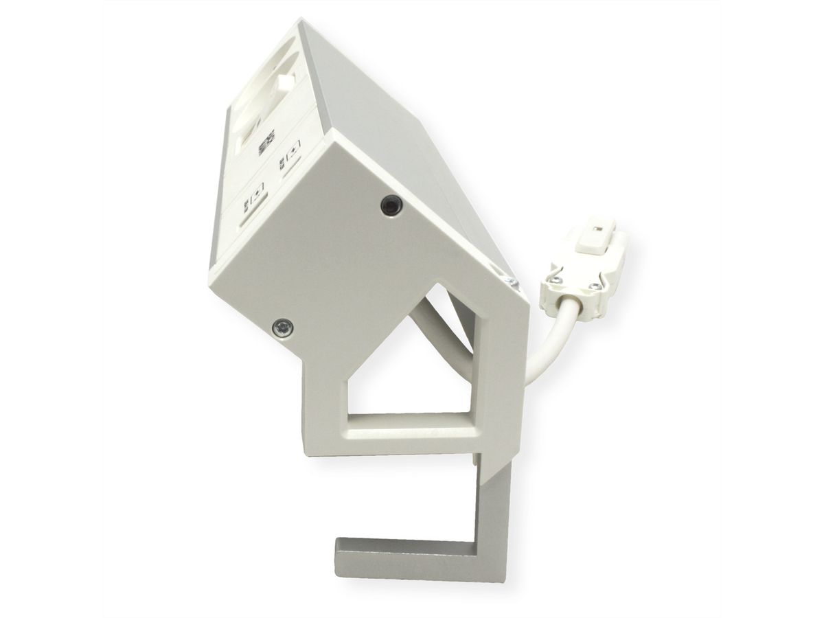BACHMANN DESK2 ALU WHITE 2xUTE 1xUSB A/C 22W 1xswitch 0.2m