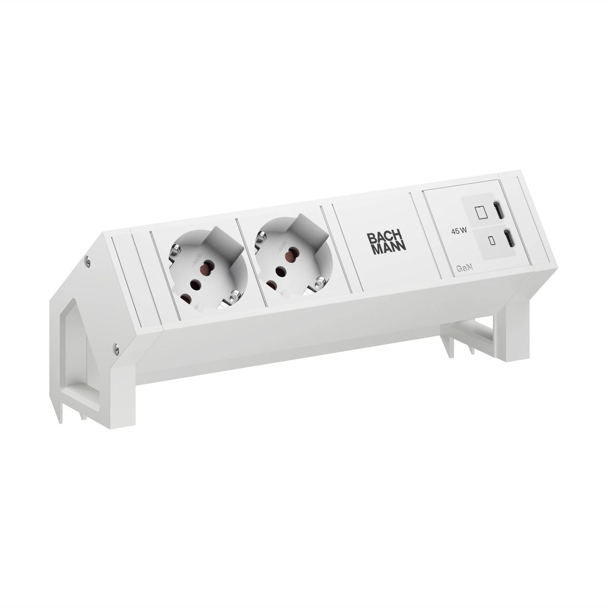 BACHMANN DESK2 white 2xP40, 1xUSB C/C 45W L=0,2m RAL9010