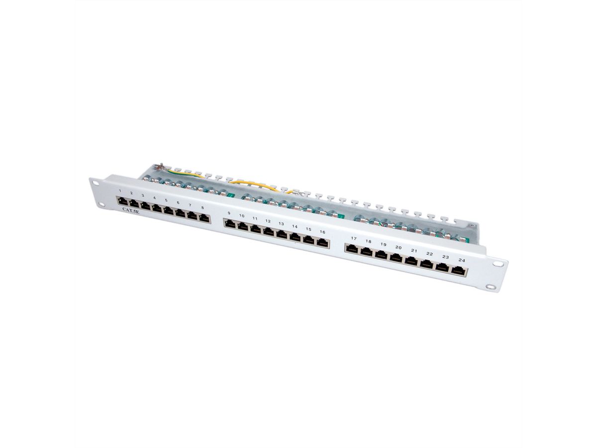 VALUE Cat.5e (Class D) 19"-Patchpanel, 24P, afgeschermd, grijs