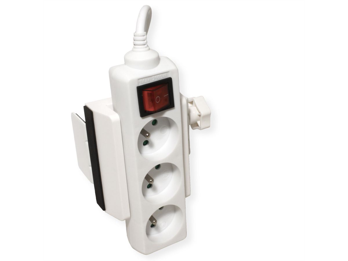 VALUE Clamp-On Power Strip Holder, Desk Leg Mount, white