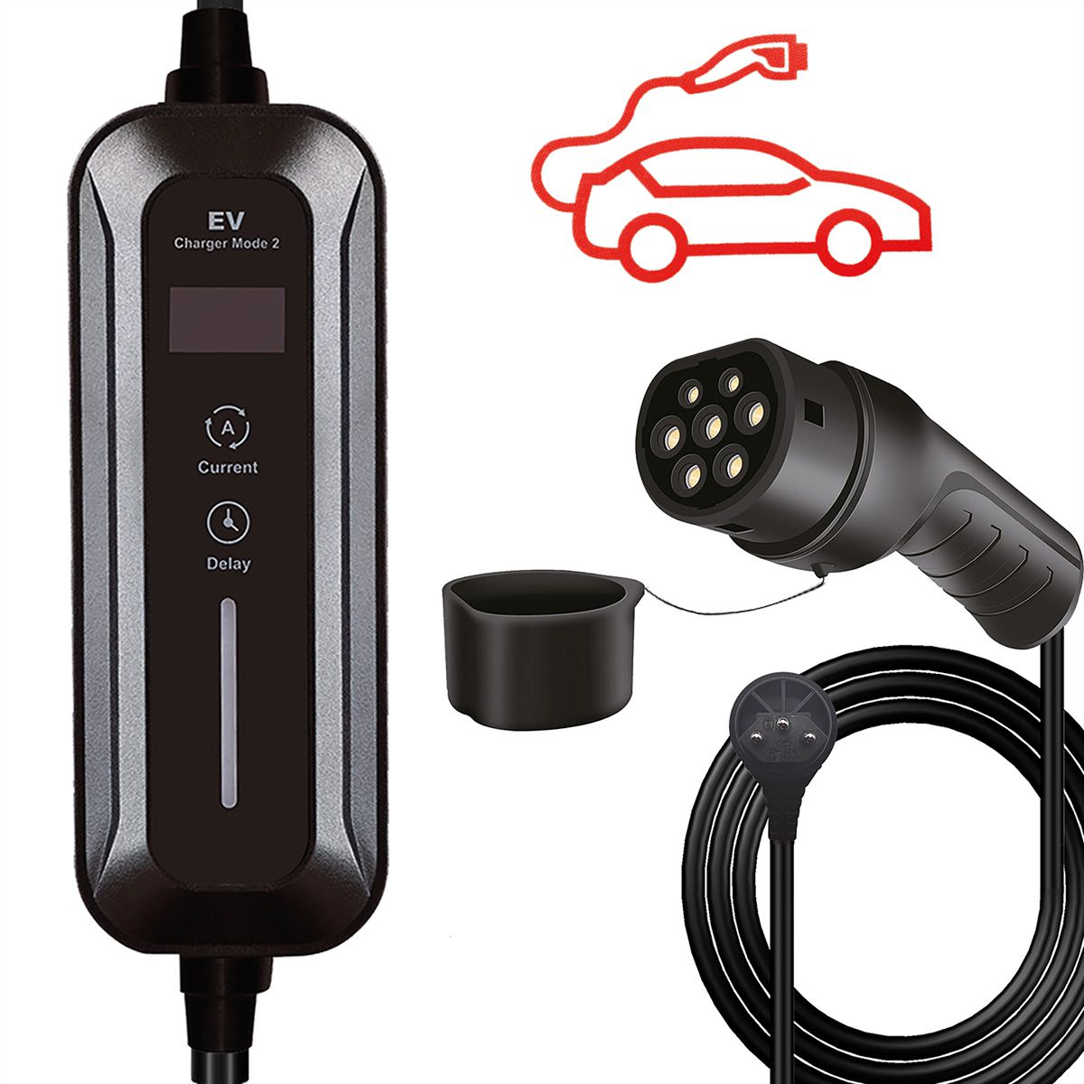 ROLINE Portable EV Charging Cable, Swiss Plug - Type 2, Mode 2, 10 A, 2.3 kW, 3 m
