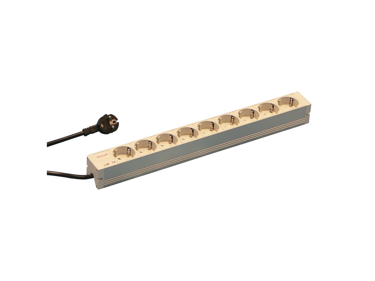 SCHROFF contactdoosstrook, SCHUKO, 9 contactdozen, 19".