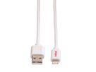 ROLINE Lightning naar USB 2.0 kabel voor iPhone, iPod, iPad, wit, 1 m