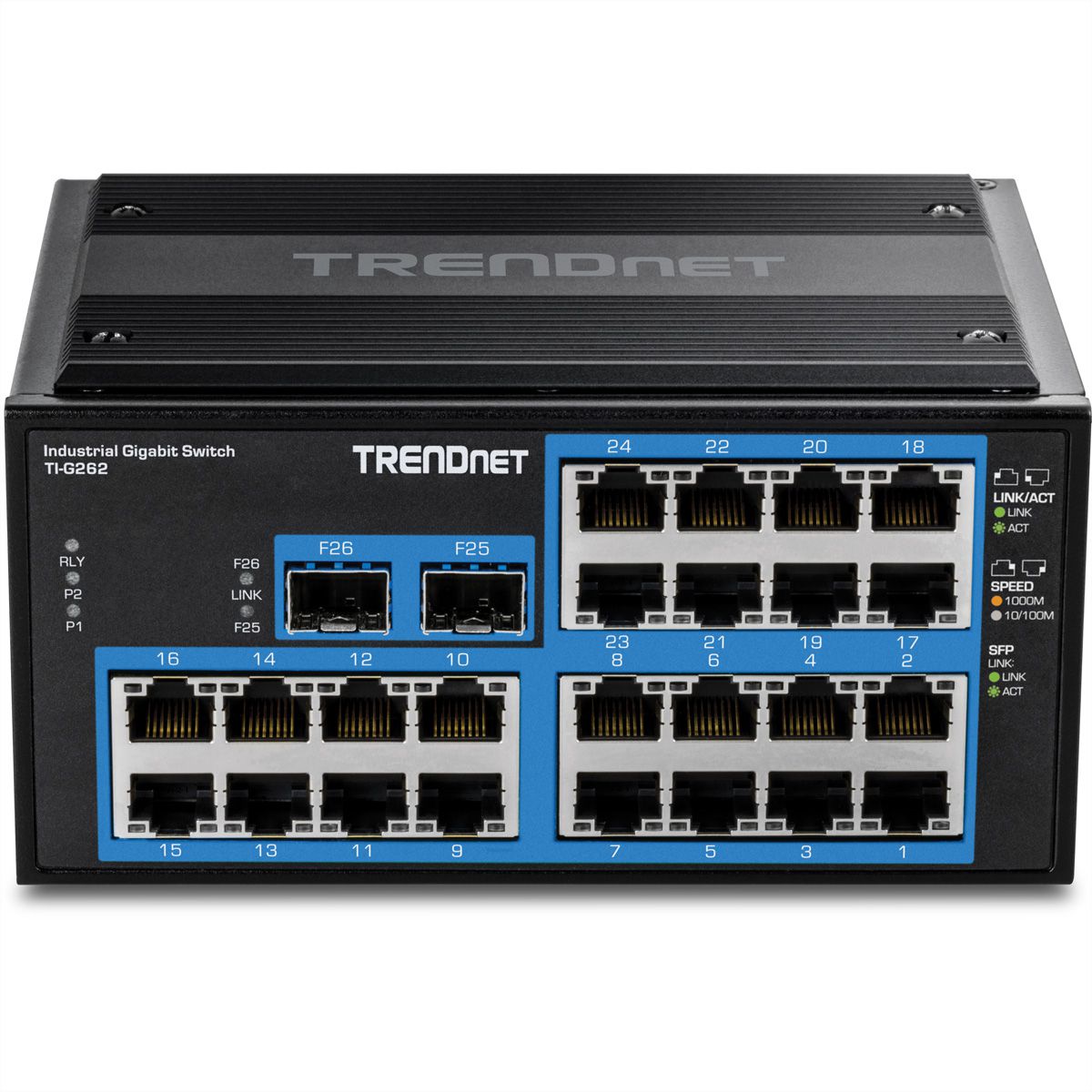 TRENDnet TI-G262 DIN-Rail Switch, 26-poorts industriële gigabit