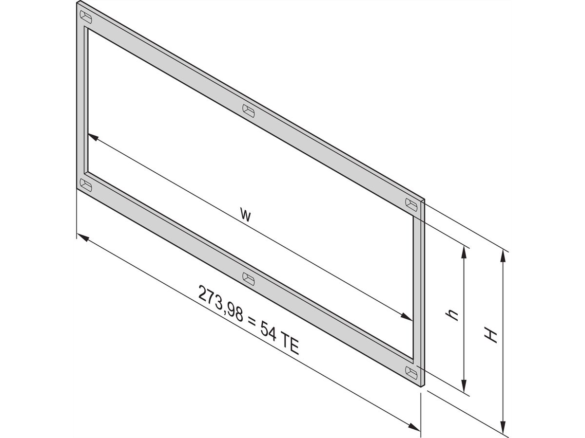 SCHROFF Frontframe niet-afgeschermd voor horizontale montage, 3 HE, 20 HE