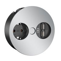 BACHMANN TWIST 1x earthing contact, USB charger, GST18 plug, chrome, 0.2 m