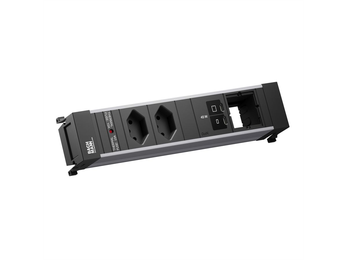 BACHMANN POWER FRAME M 2xCH 0°, 1xUSB C/C 45W 1xCM L=0.2m