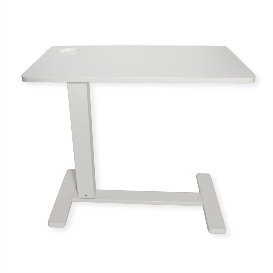 ROLINE Gas Spring Side Table / Workstation, height-adjustable, hidden casters, white