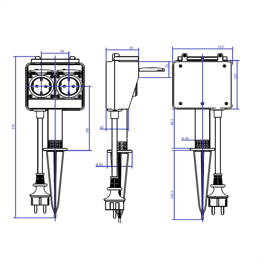 BACHMANN garden socket outlet with ground spike
