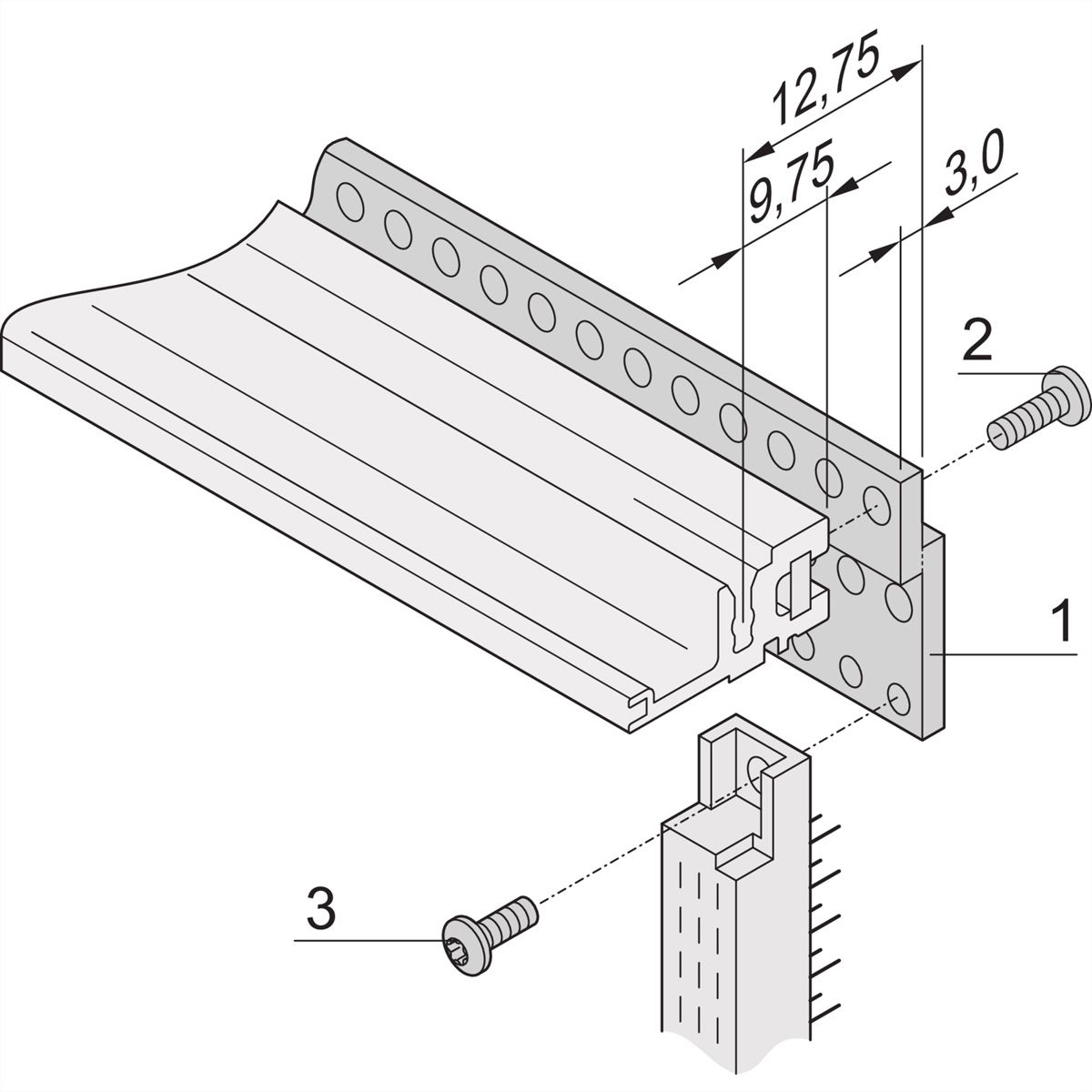 SCHROFF Z-rail voor stekkerverbindingen, EN 60603-2, 20 pk