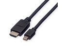 ROLINE Mini DisplayPort Cable, Mini DP-HDTV, M/M, black, 1 m