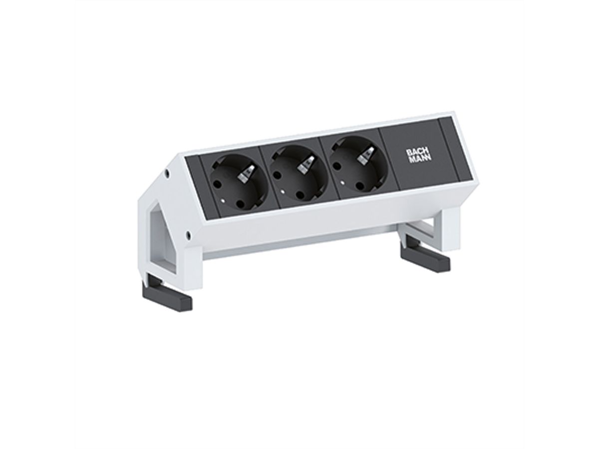 BACHMANN DESK2 3xCEE7/3 power 0.2m, GST18 incl. 375,000 RAL9010, white