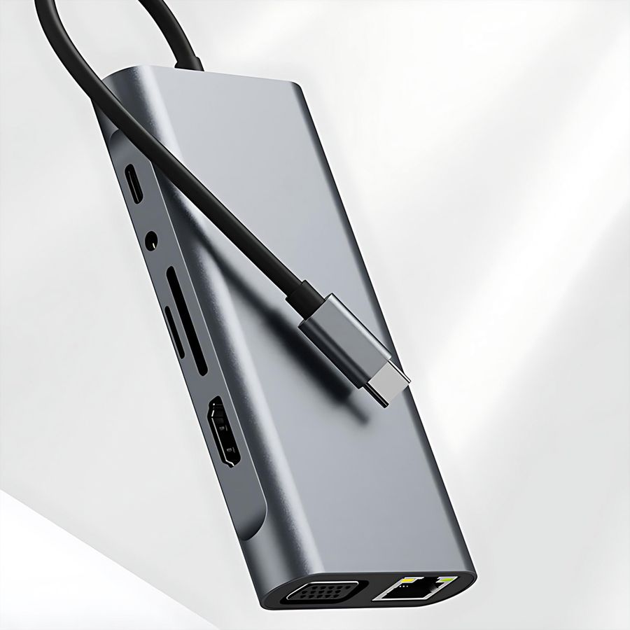 VALUE Dockingstation Type C, 1x HDMI 4K30, 1x VGA 1080p, 1x Gigabit Ethernet, 3x USB 3.2 Gen1 (A), 1x USB 2.0 (C), 1x SD/TF, 1x Audio, 1x Type C PD (Power Delivery)