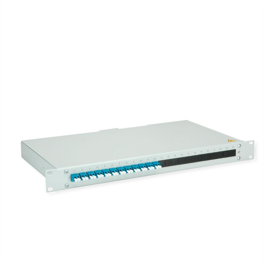 TELEGÄRTNER BASIS eco LWL-Panel mit Kupplungen, 12x LC Duplex, blau, OS2