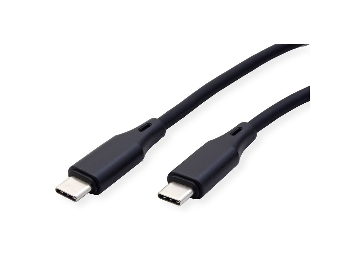 ROLINE USB 2.0 Cable, C–C, M/M, 60W, silicone, black, 1 m