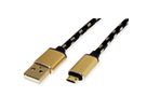 ROLINE GOLD USB 2.0 Cable, A - Micro B (reversible), M/M, 0.8 m