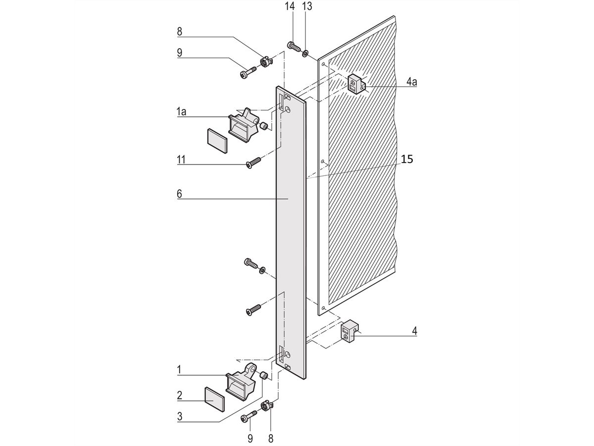 SCHROFF-insteekset met afzuiggreep type 1, niet-afgeschermd, grijs, 6 HE, 8 HE