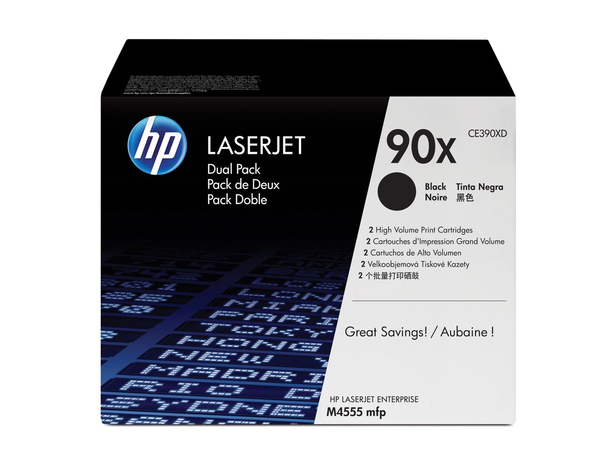 HP 90X originele high-capacity zwarte LaserJet tonercartridge, 2-pack