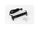 BACHMANN DESK 4x earthing contact with fixed connection cable, black, 3 m