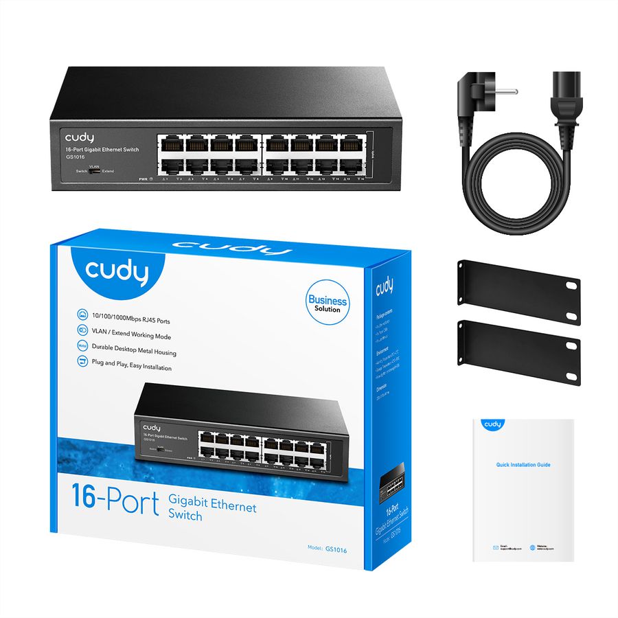CUDY GS1016 16-poorts Gigabit Metalen Switch