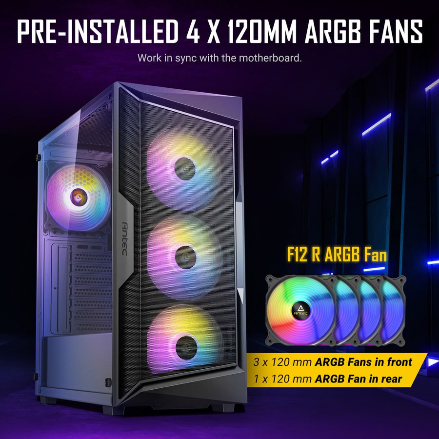 ANTEC AX61 Elite PC case Midi Tower Gaming ATX, black