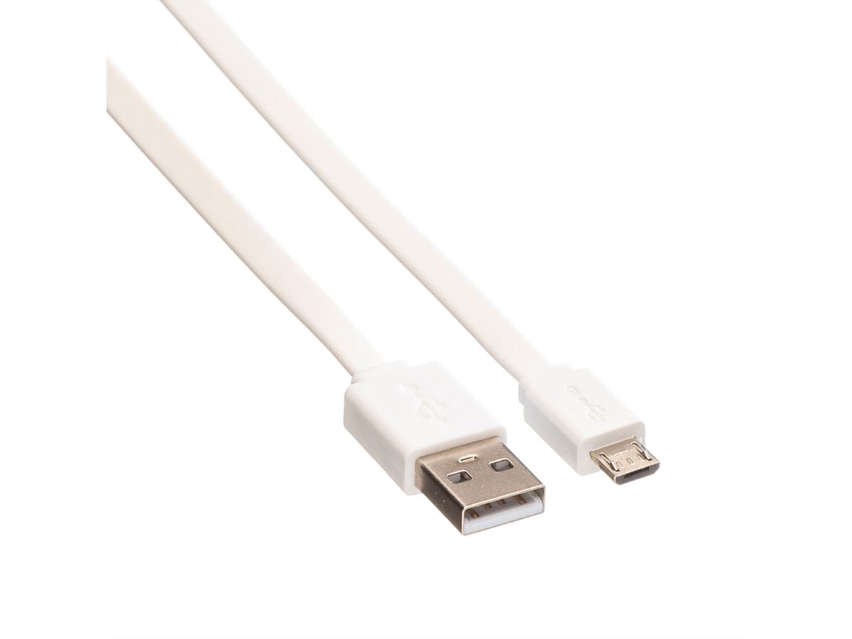 ROLINE USB 2.0 Cable, A - Micro B, M/M, white, 1 m