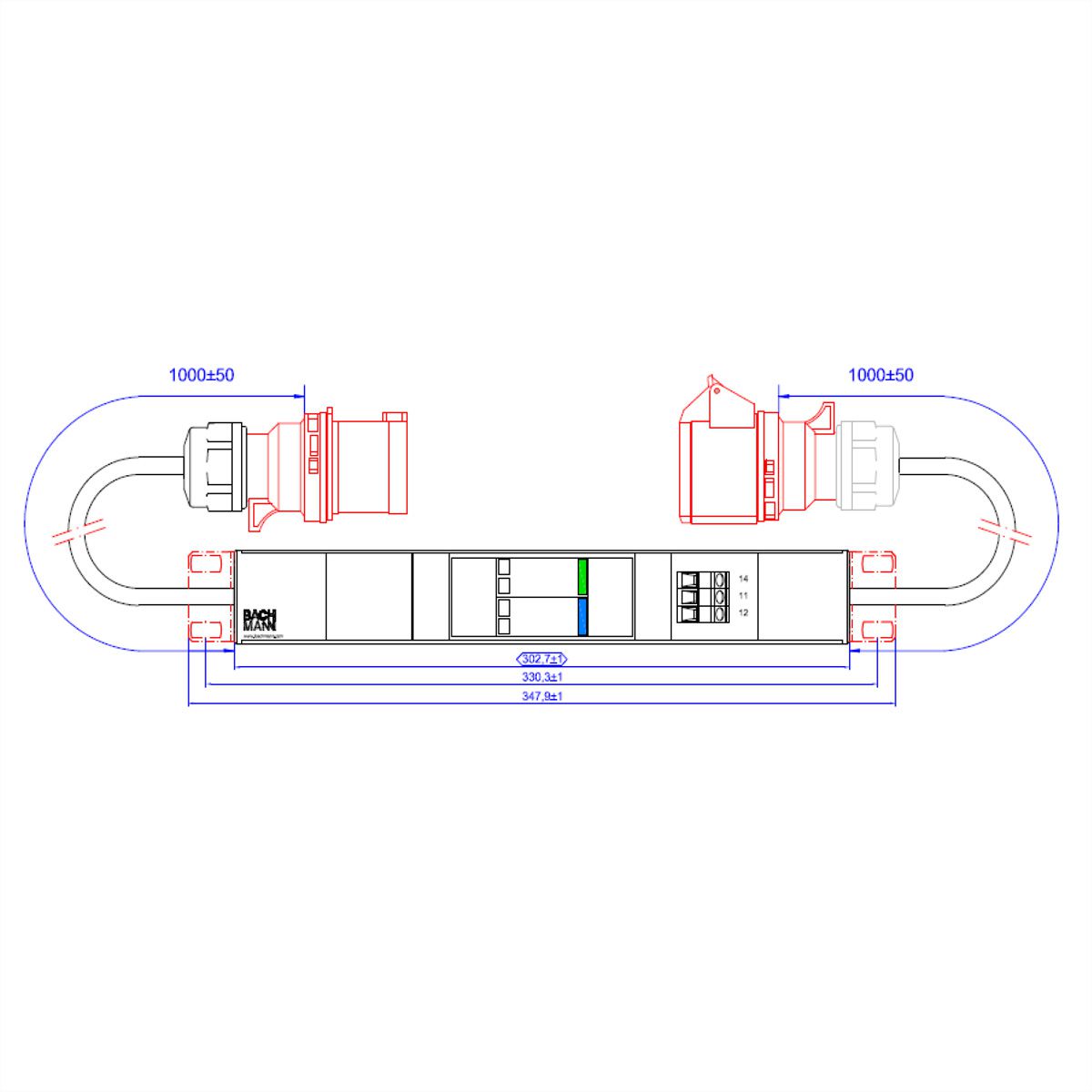 BACHMANN SPD Module 3 phase, 3x32A ÜSS1m H05VV-F 5G4.0mm CEE 32A