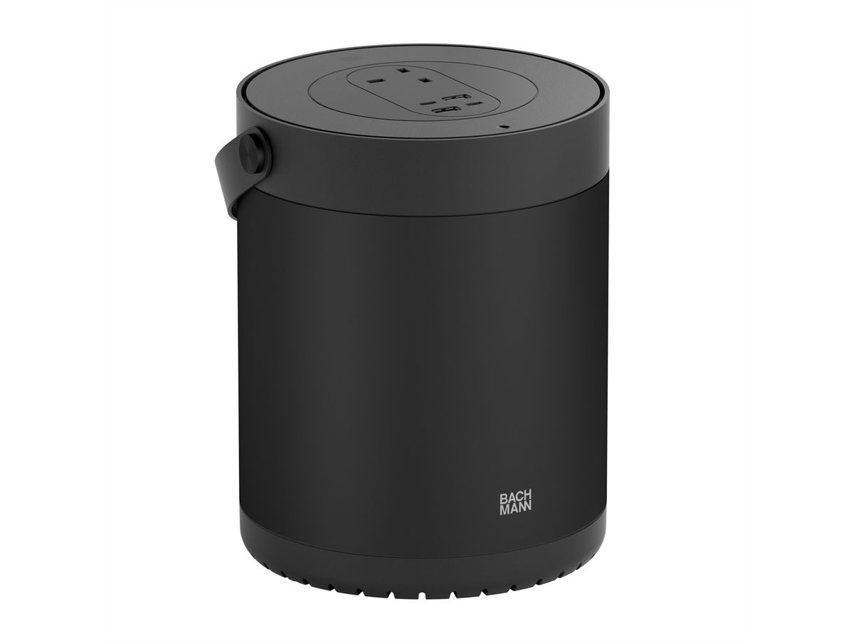 BACHMANN MOV:E POWER UNIT 1xUK 2x Charger USB-A/C, 220W, mit Security Lock Adapter, schwarz