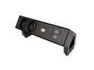 BACHMANN DESK2 2xUTE 1xUSB A/C 22W, GST18 RAL9005, schwarz, 0,2 m