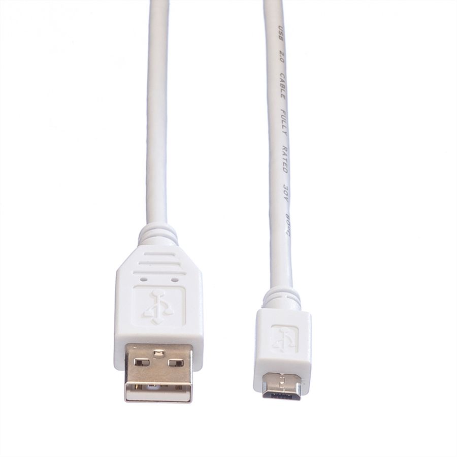VALUE USB 2.0 Cable, A - Micro B, M/M, white, 3 m