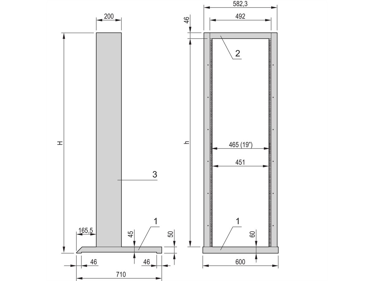 SCHROFF Labrack 19" Open Rack Stationaire Basis