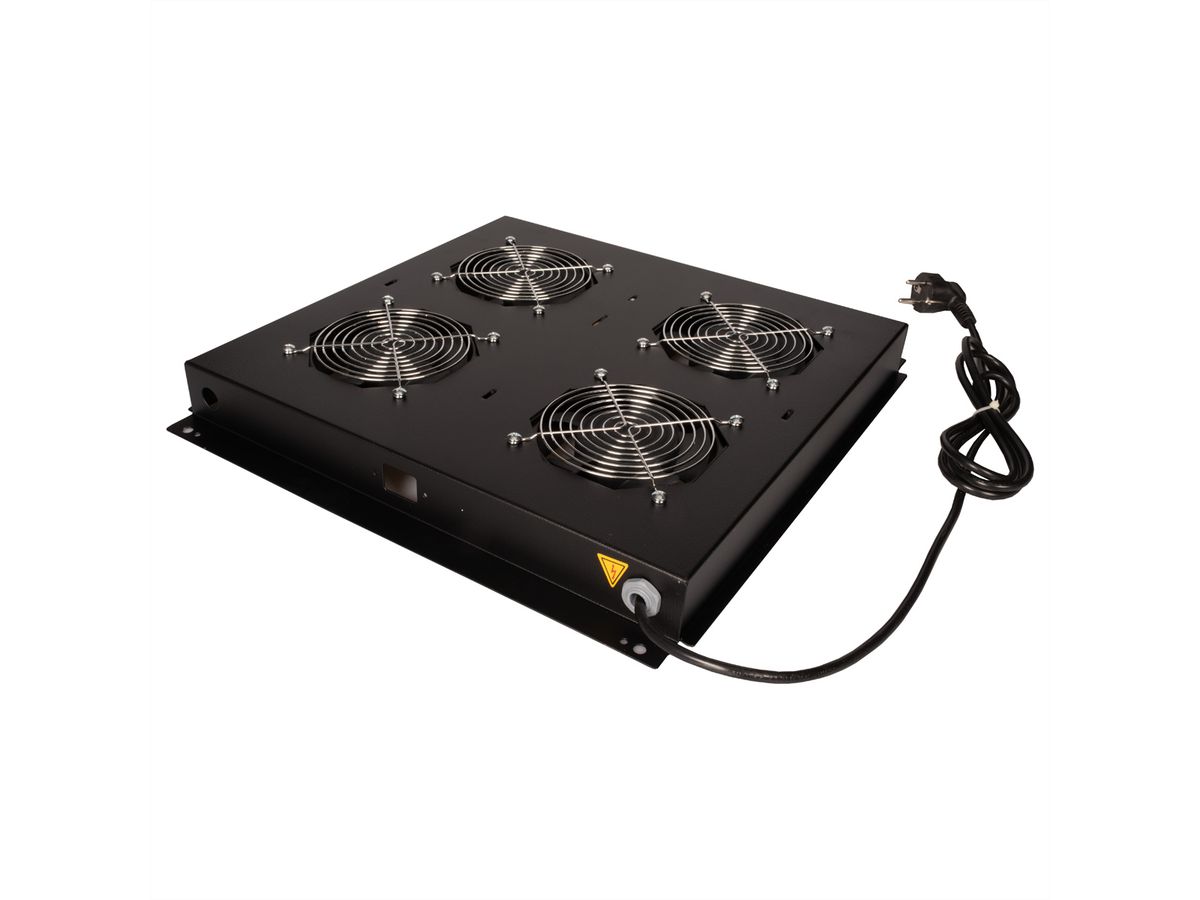 ROLINE 19-inch dakventilatorunit met 4 ventilatoren, AAN/UIT zwart