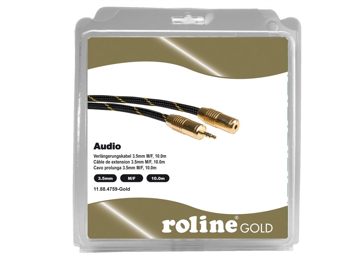 ROLINE GOLD 3,5 mm audio verlengkabel M/F, Retail Blister, 10 m