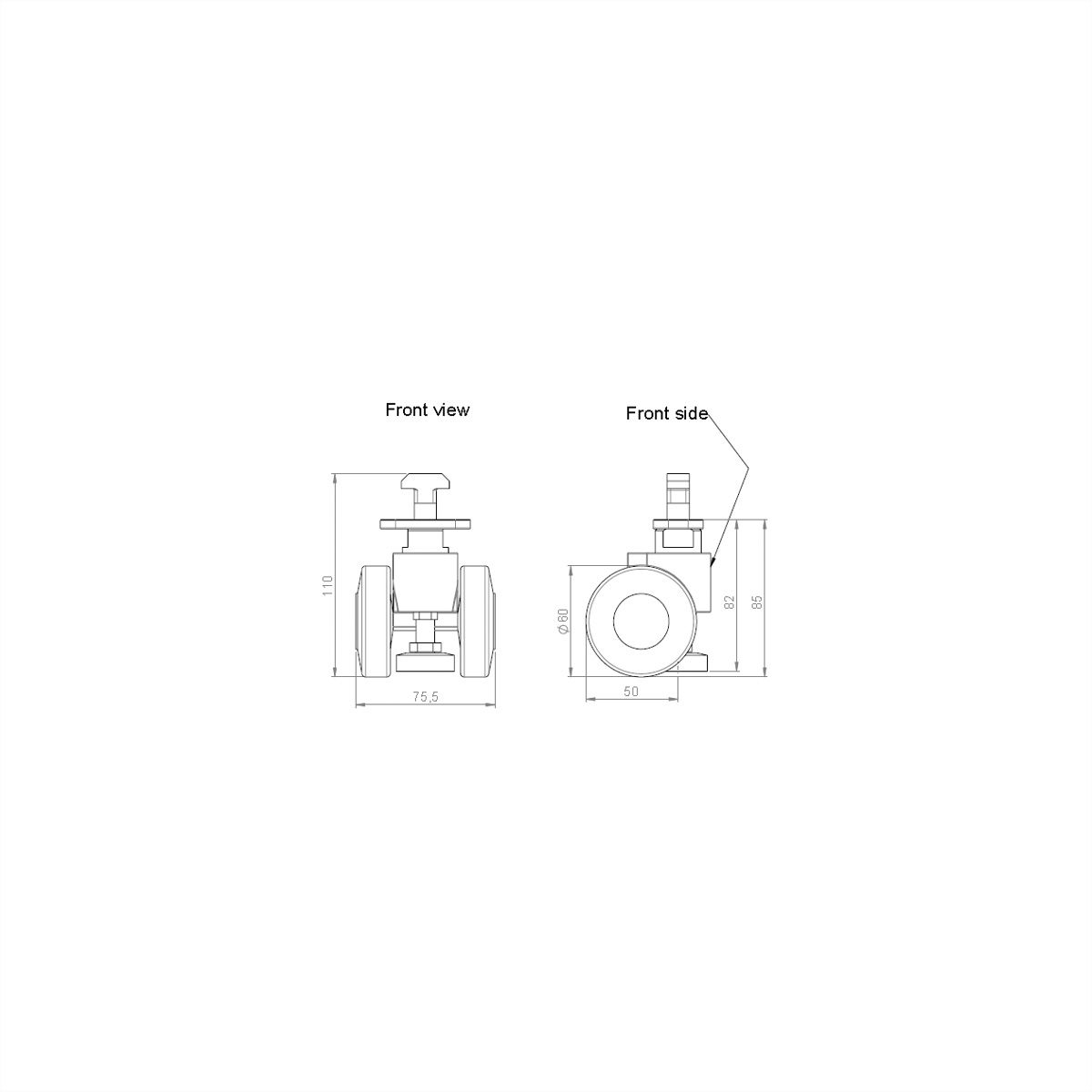 SCHROFF Varistar Castors With Adjustable Feet, 400 kg, Height 85 ... 95 mm