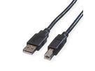 ROLINE USB 2.0 Kabel, Type A-B, Type A-B, zwart, 3 m