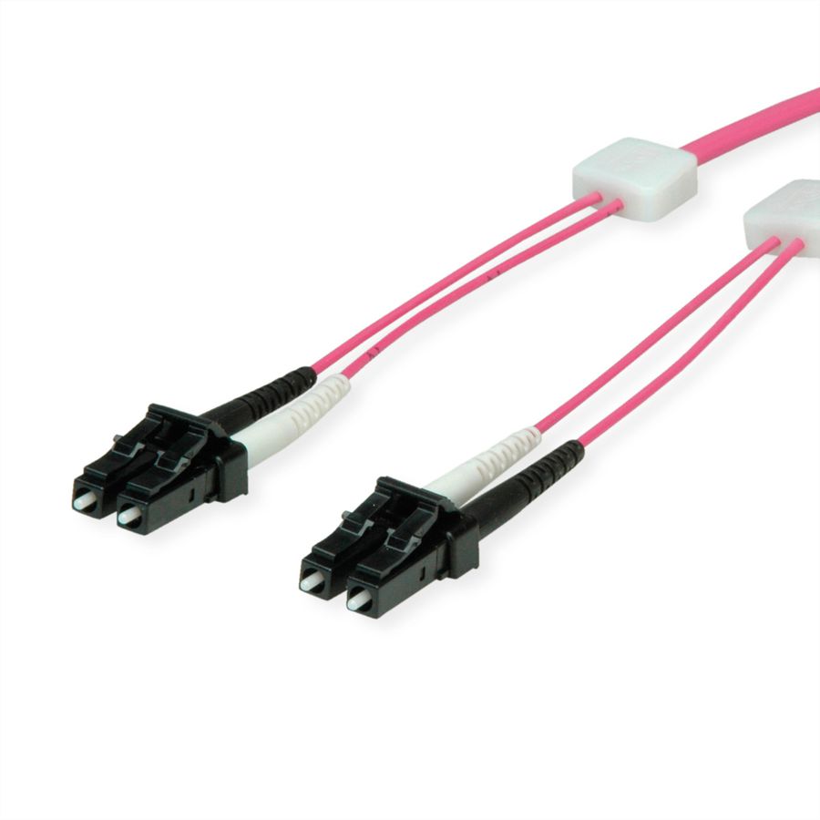 EasyLan Patch cables LED-Duplex 50/125µm OM4, LC/LC, violet, 3 m