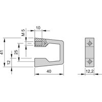 SCHROFF eendelige voorhandgreep, breedte 12,2 mm, blank geanodiseerd, 41 mm