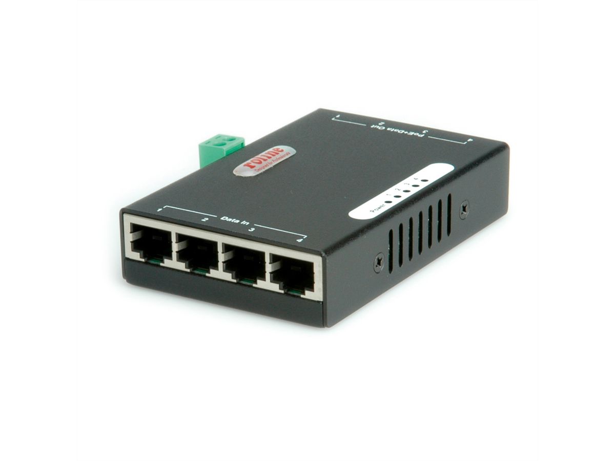ROLINE Gigabit Ethernet PoE Injector, 4-Poorts