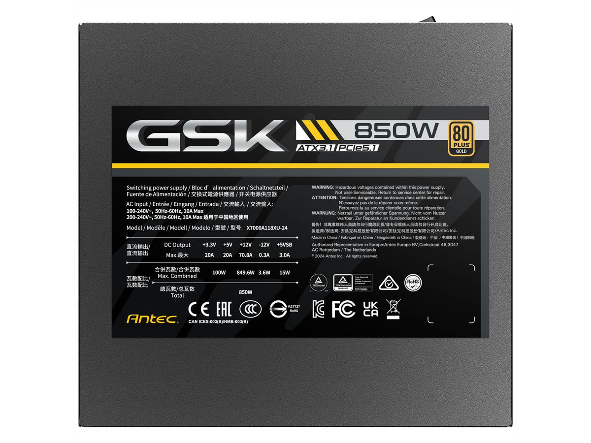 ANTEC GSK850 ATX3.1 Power Supply Unit 850W