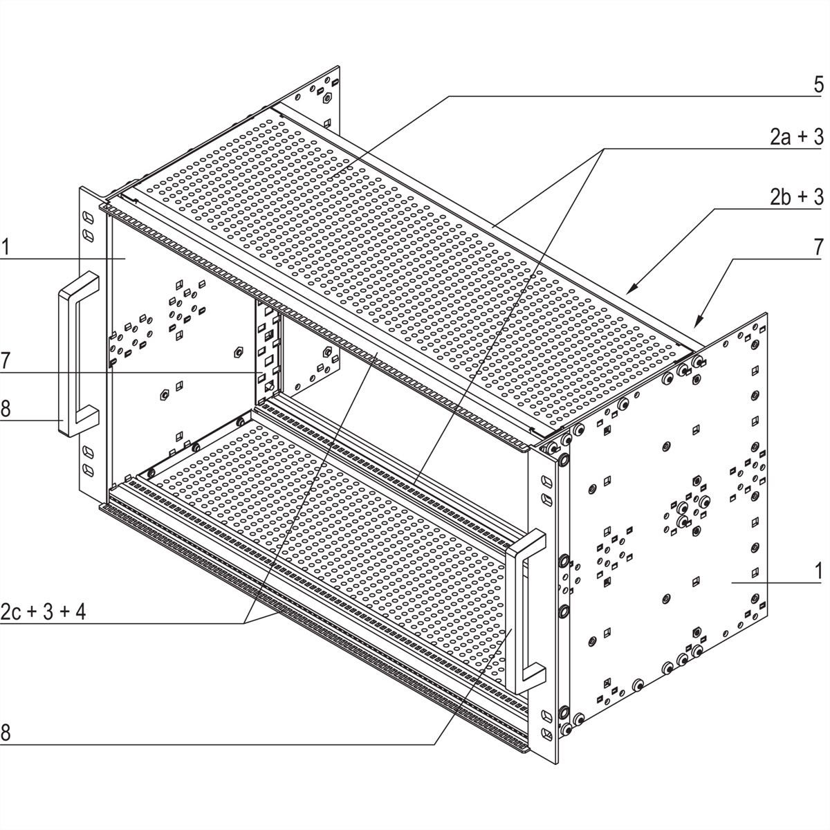 SCHROFF EuropacPRO 19" moduledrager voor rail, afgeschermd, EN 50155, CompactPCI, 6 HE, 84 PK, 235 mm