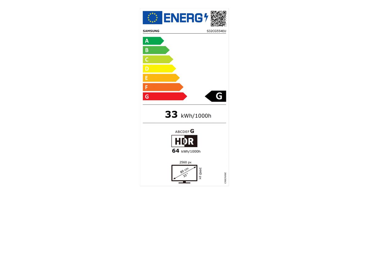 Samsung S32CG554EU LED display 81,3 cm (32") 2560 x 1440 Pixels Wide Quad HD Zwart