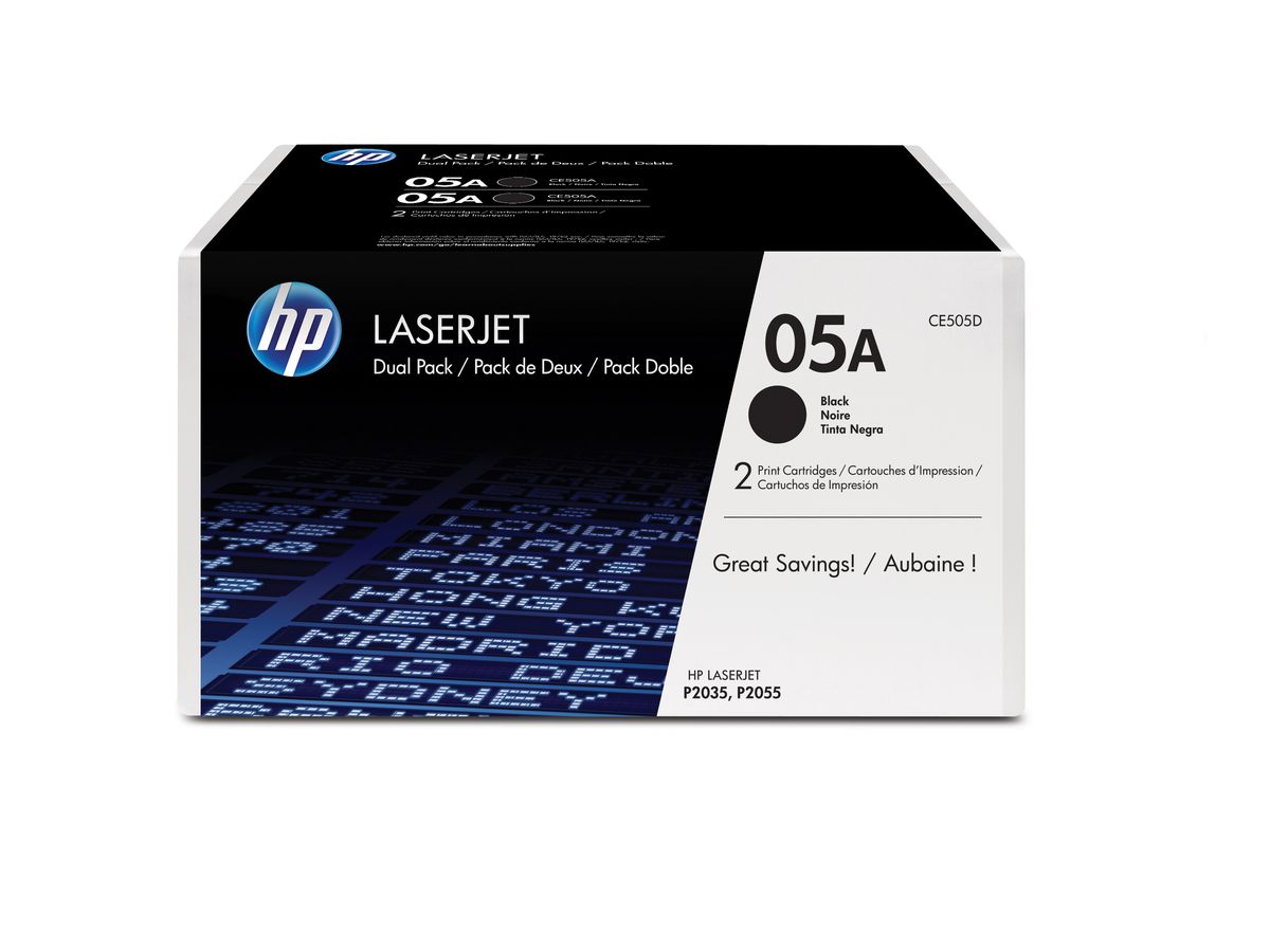 HP 05A originele zwarte LaserJet tonercartridge, 2-pack