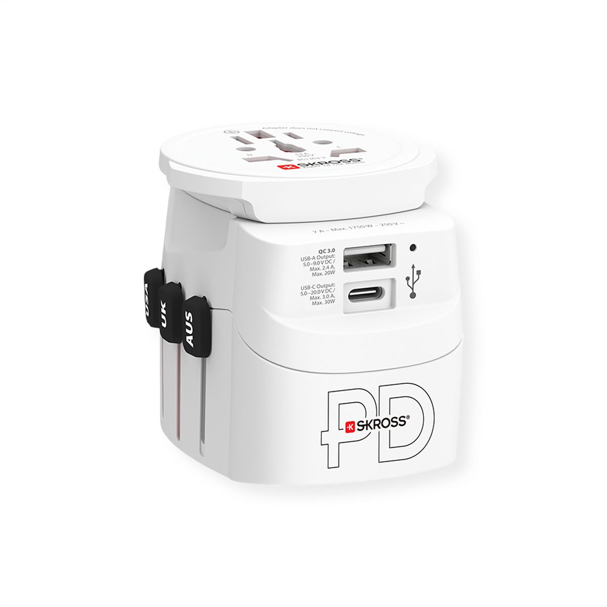 Skross PRO Light USB AC30PD World Travel Adapter, worldwide