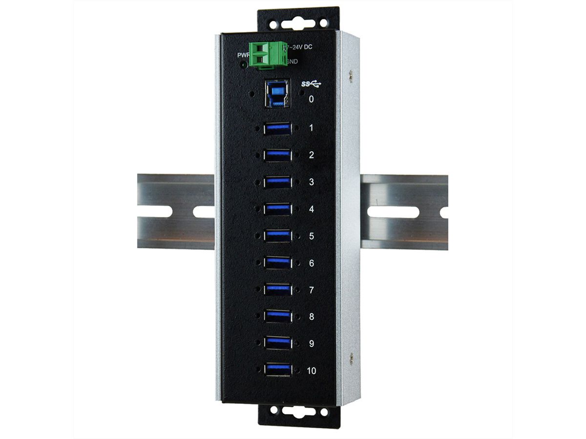 EXSYS EX-1110HMVS-WT 10 Port USB 3.2 Gen1 HUB 15KV ESD Surge Protection für erweiterte Temperaturen