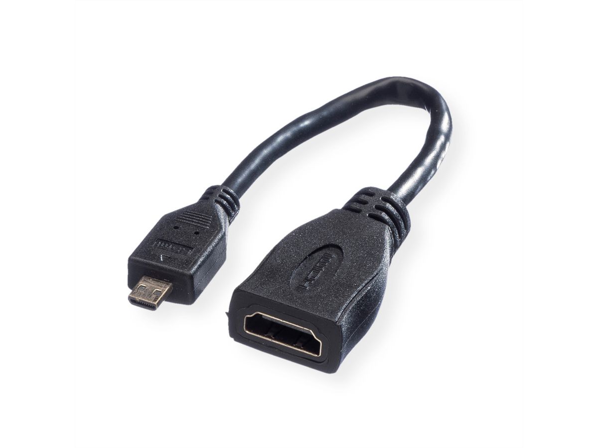 VALUE HDMI High Speed Kabel met Ethernet, HDMI F - Micro HDMI M, 0,15 m