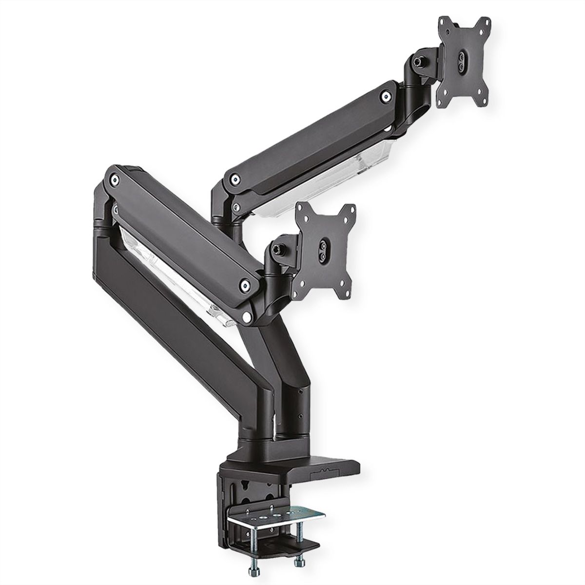 ROLINE Dual LCD Monitor Stand Pneumatic, Desk Clamp, Pivot, 5 Joints, max. 15 kg, up to 35"