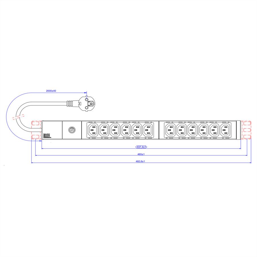 BACHMANN 19" 1U 12xC13 2.0m CEE7/7