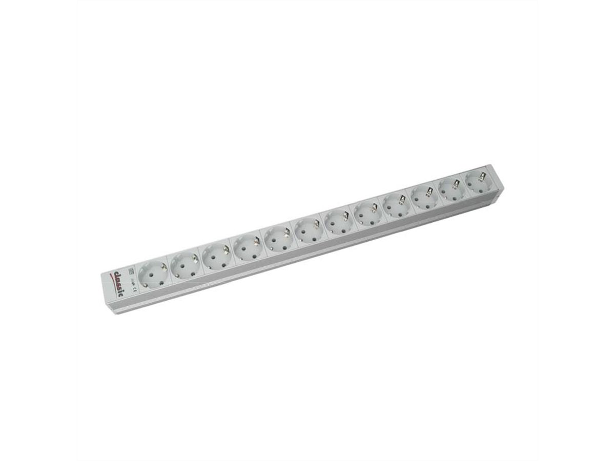 BACHMANN ALU 1U 12xCEE7/3 voeding 2,0m CEE7/7 565mm