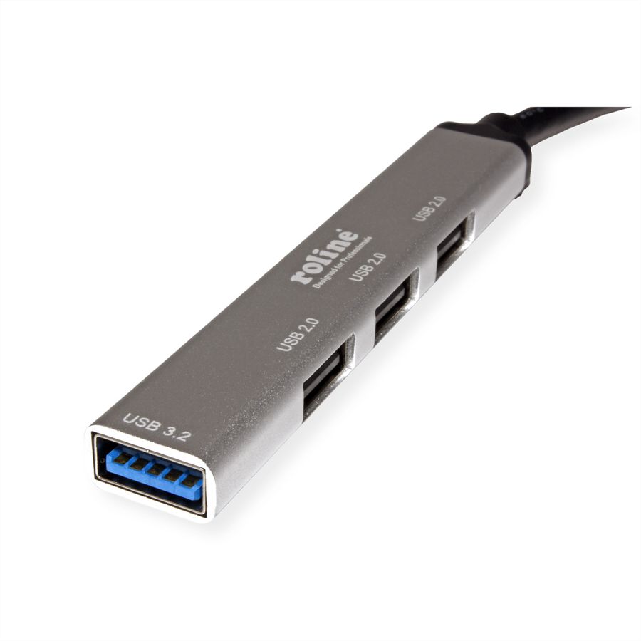 ROLINE USB 3.2 Gen 1 hub, 4-voudig, type C aansluitkabel